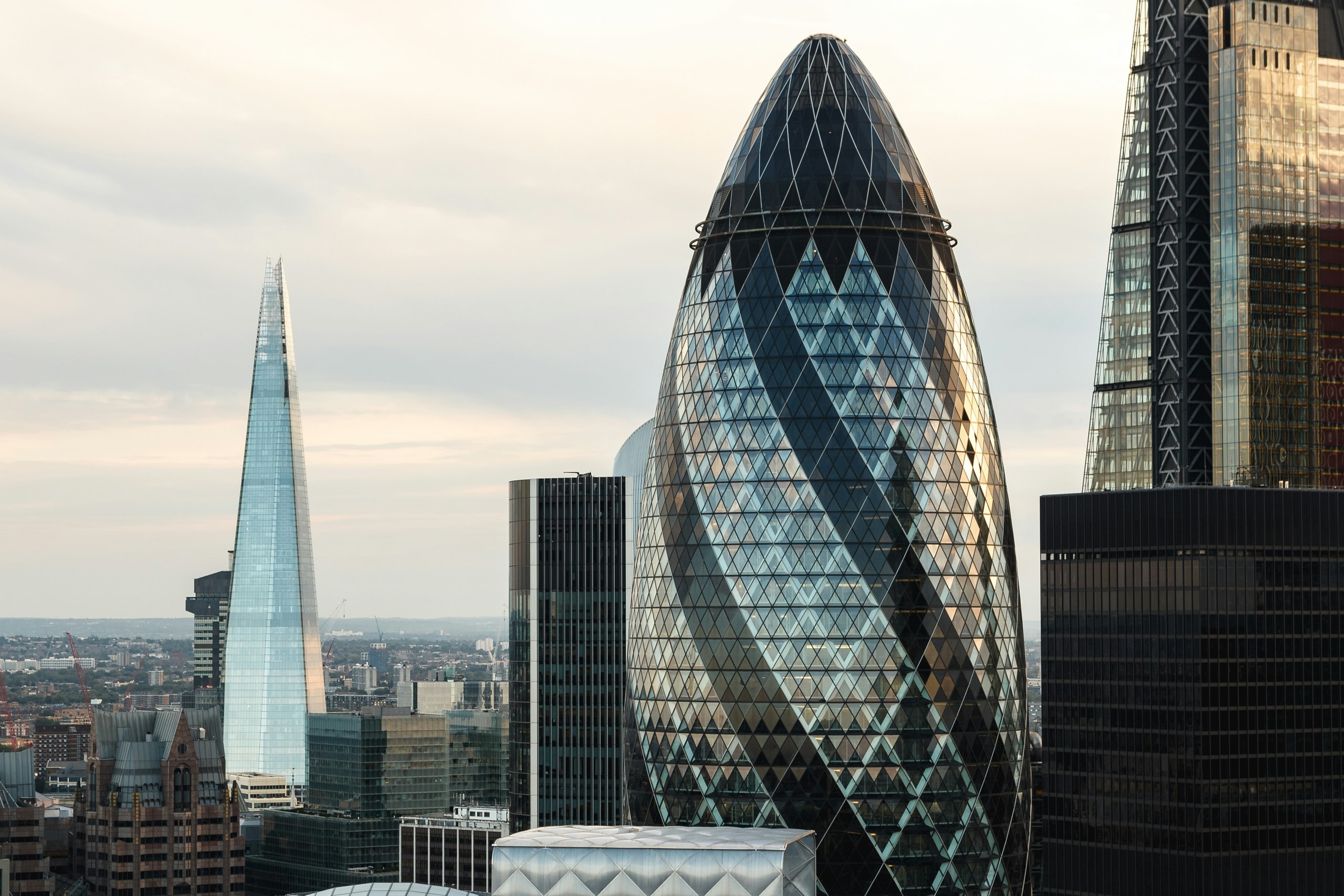 London skyline with the Gherkin and Shard