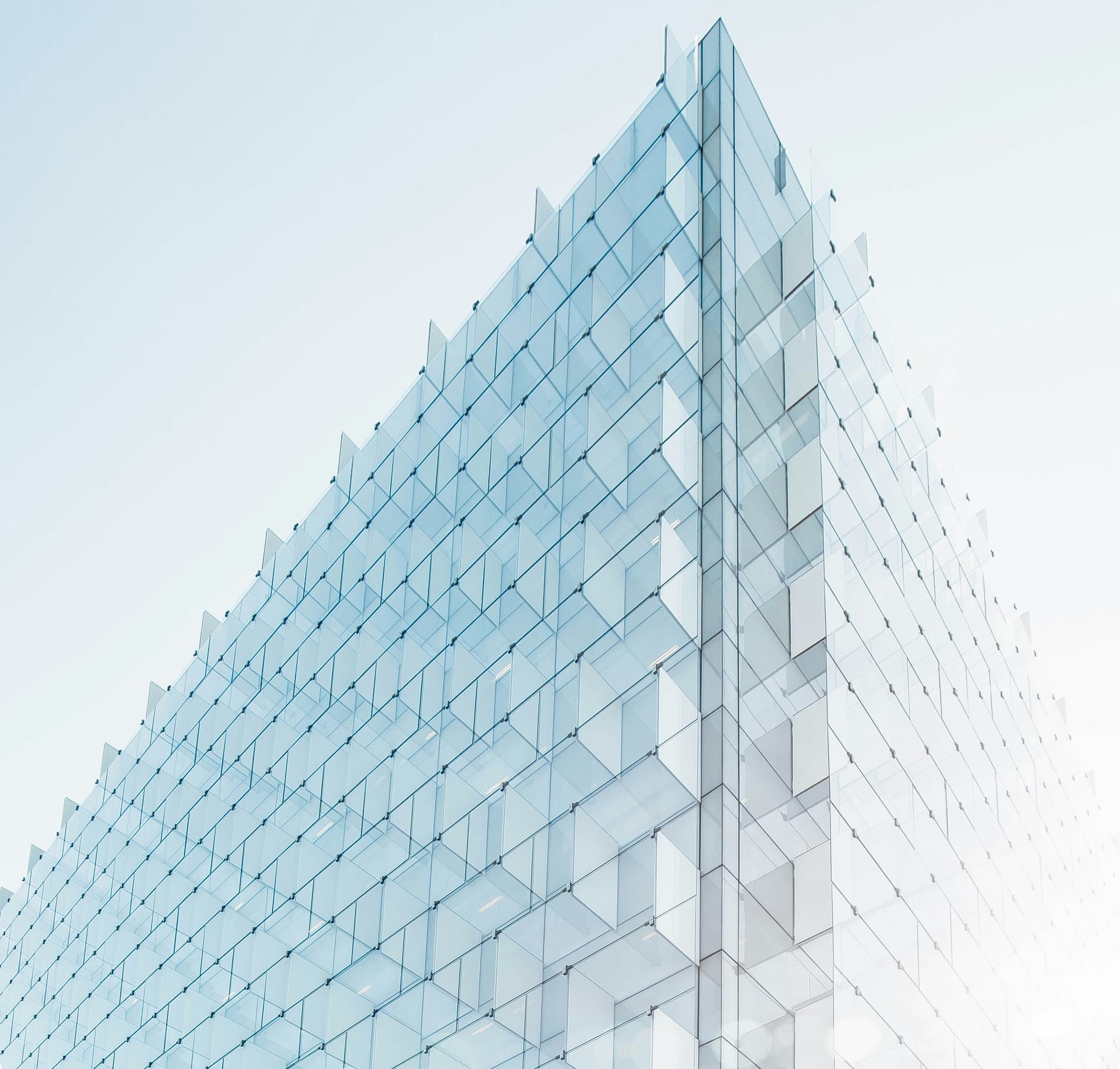 Modern glass building corner detail