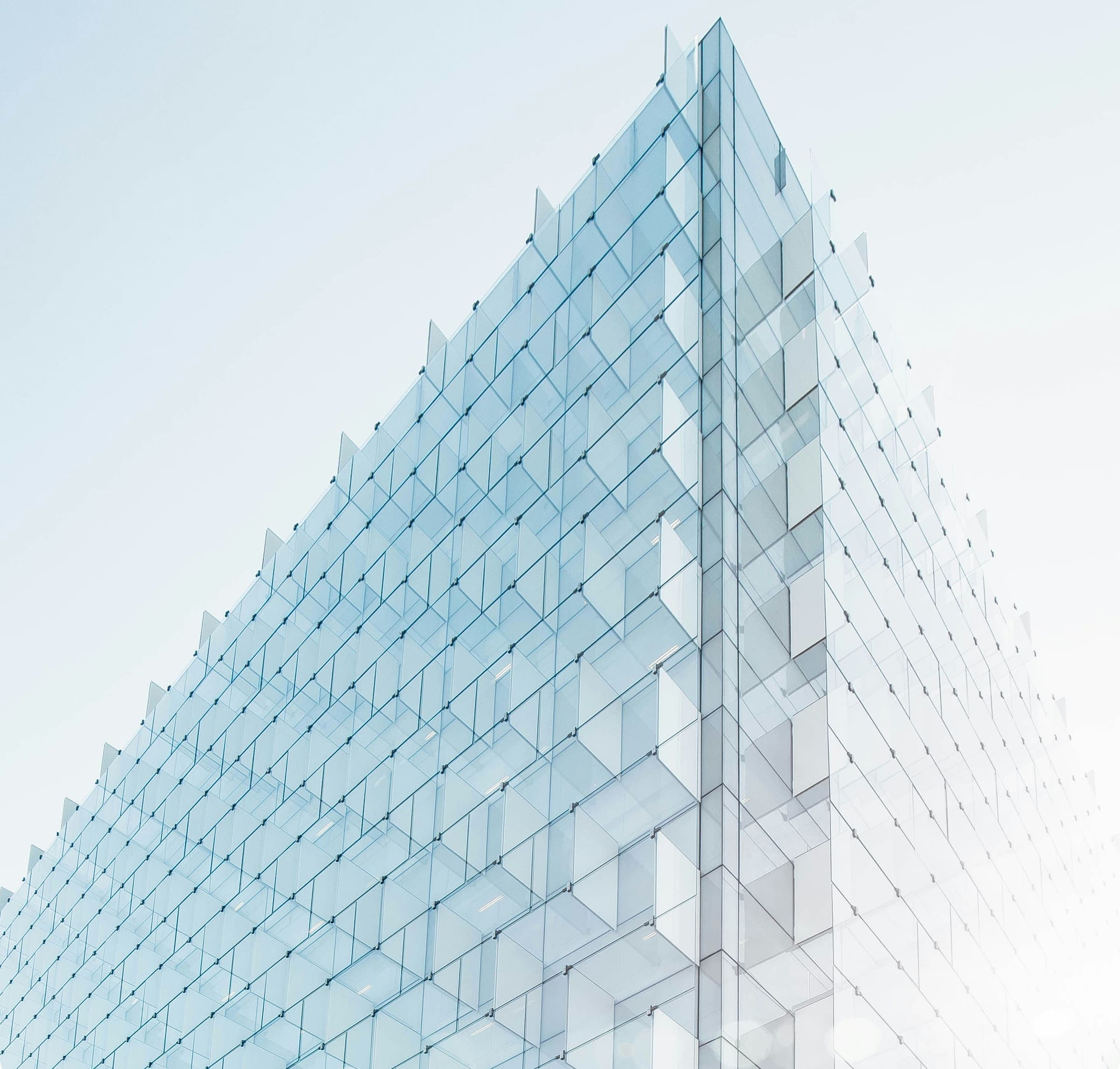 Modern glass building corner detail