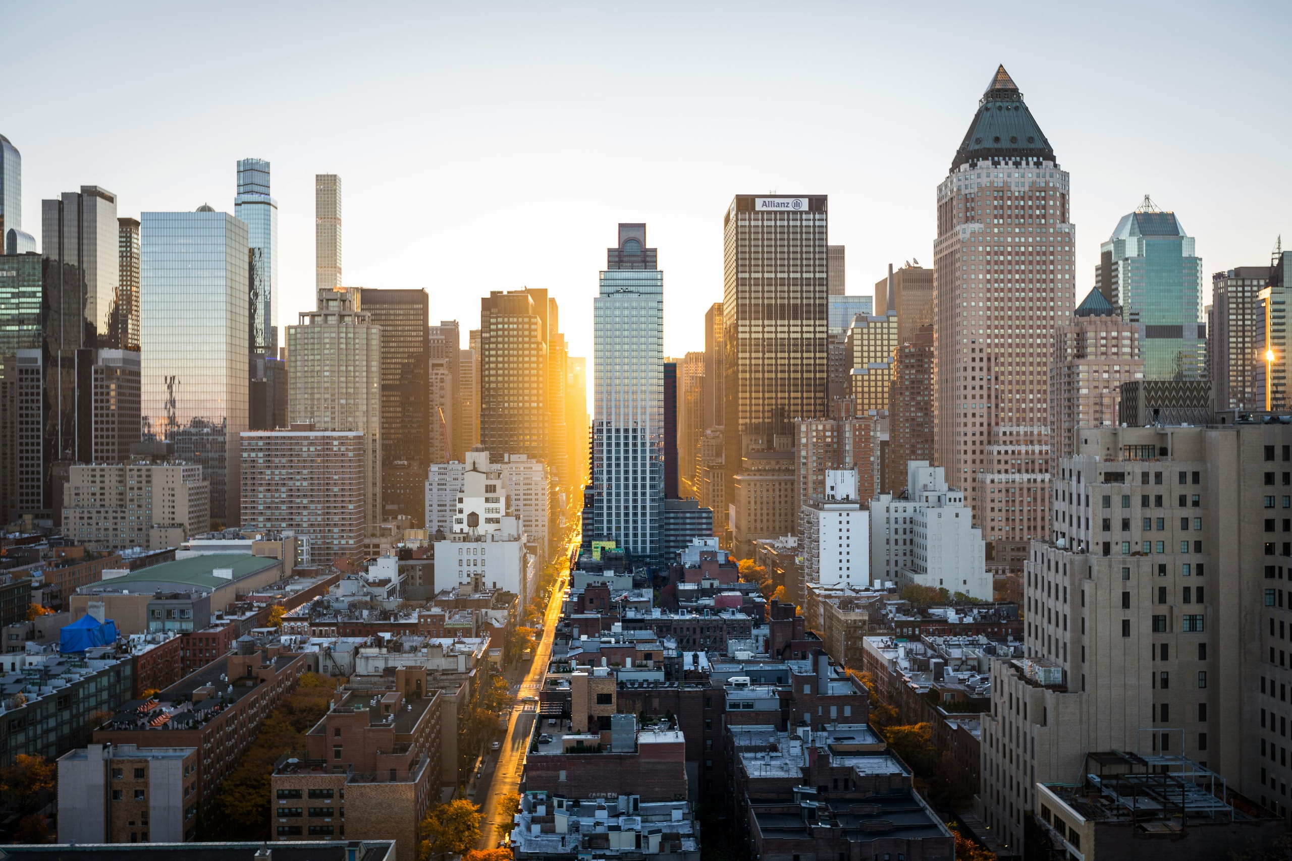 New York City midtown at sunset