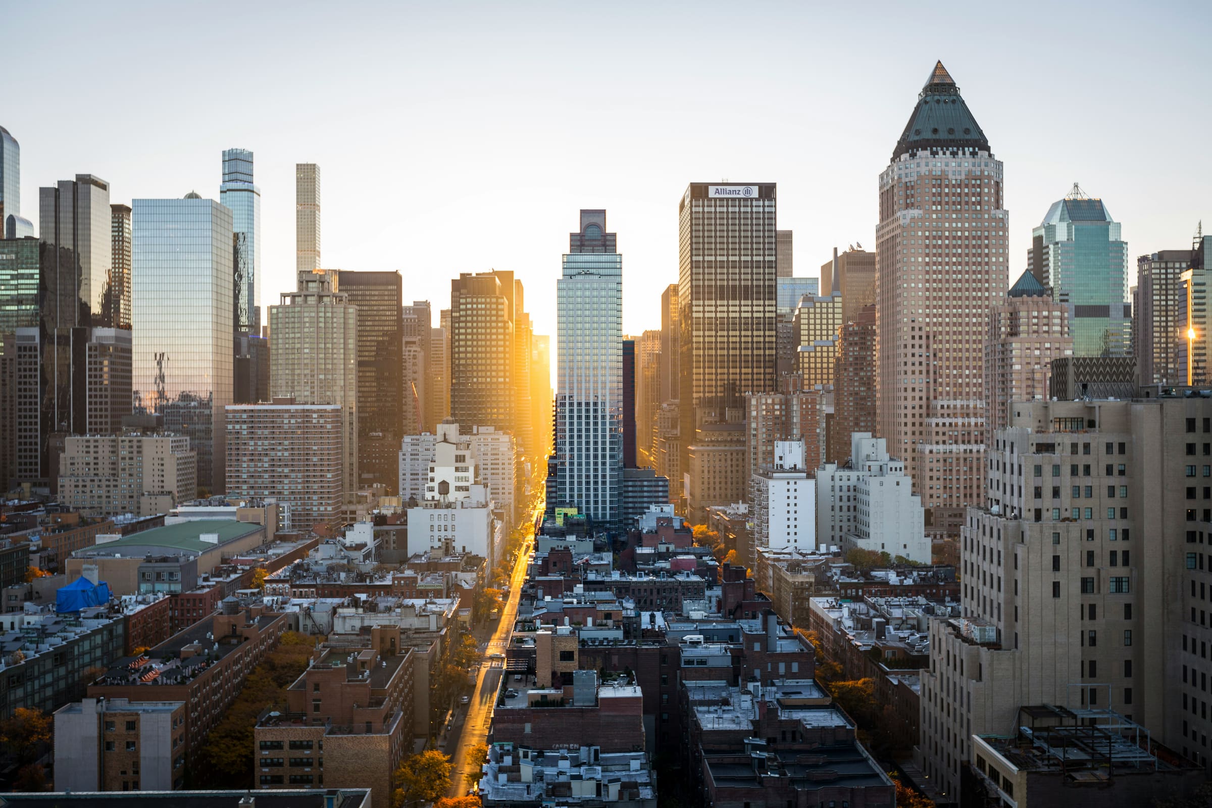 New York City midtown at sunset
