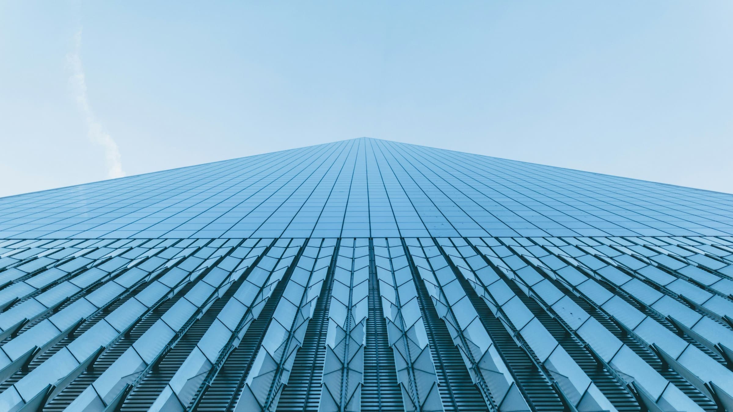 Glass skyscraper looking up