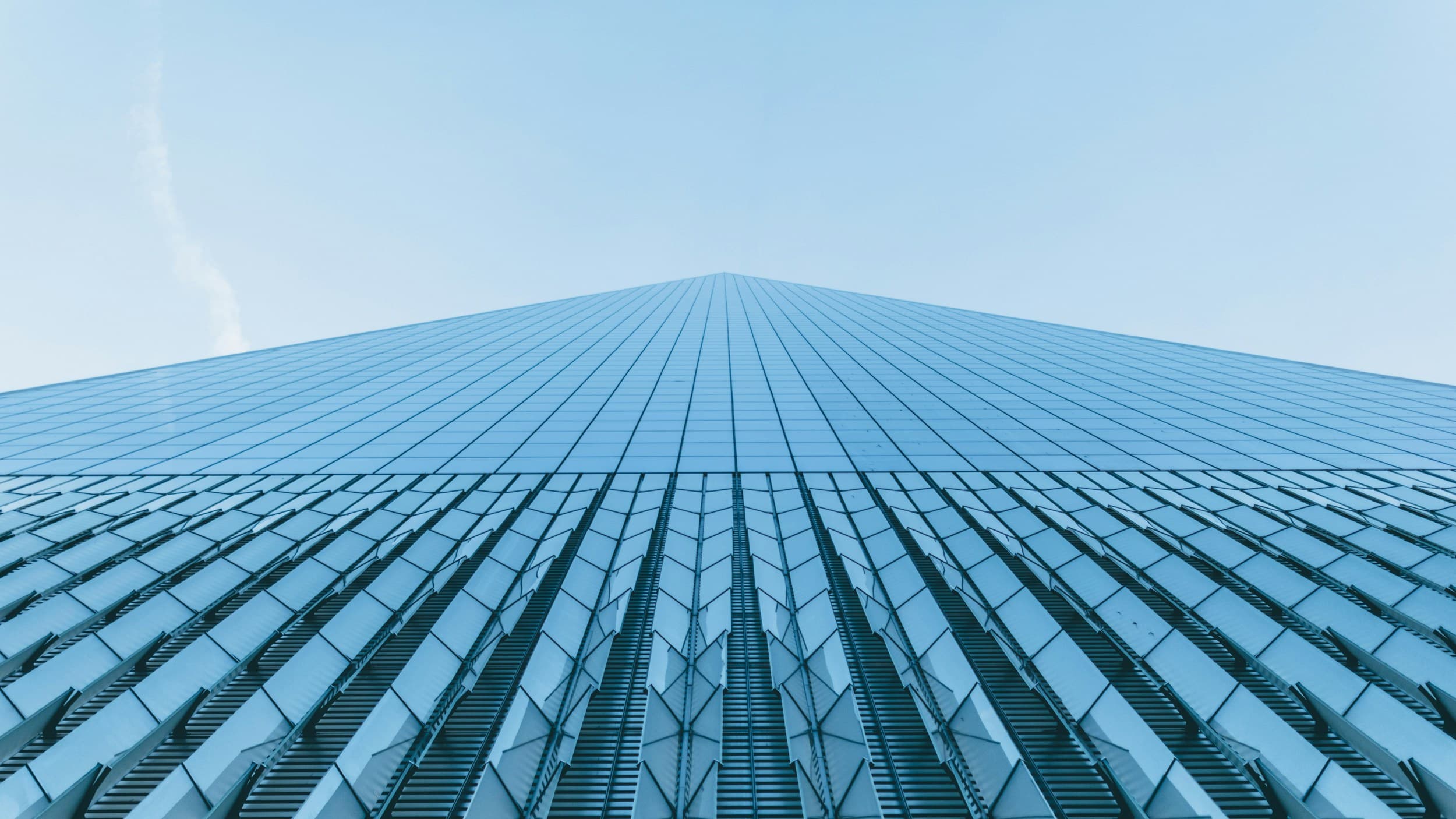 Glass skyscraper looking up