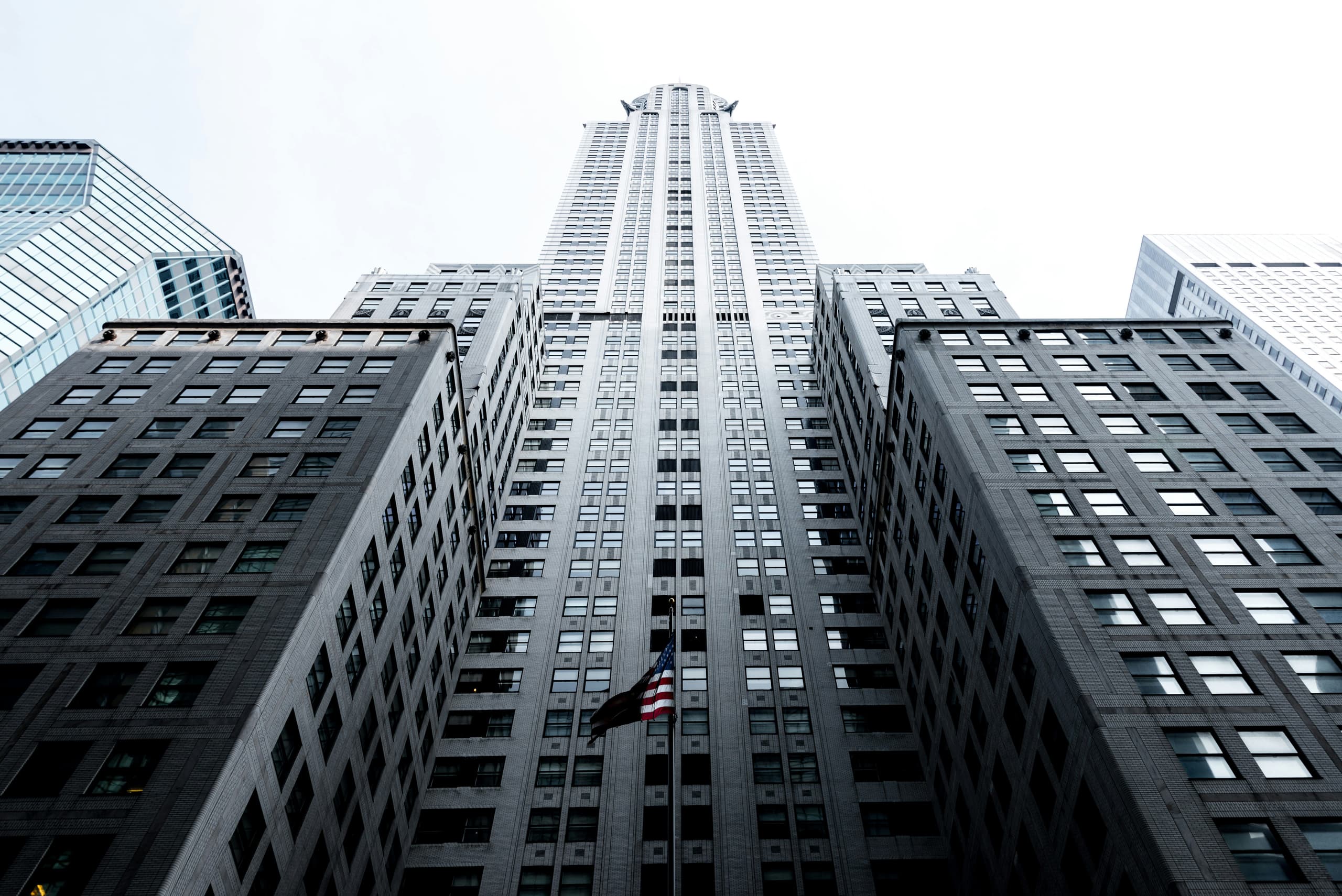 A building view from the bottom looking up.